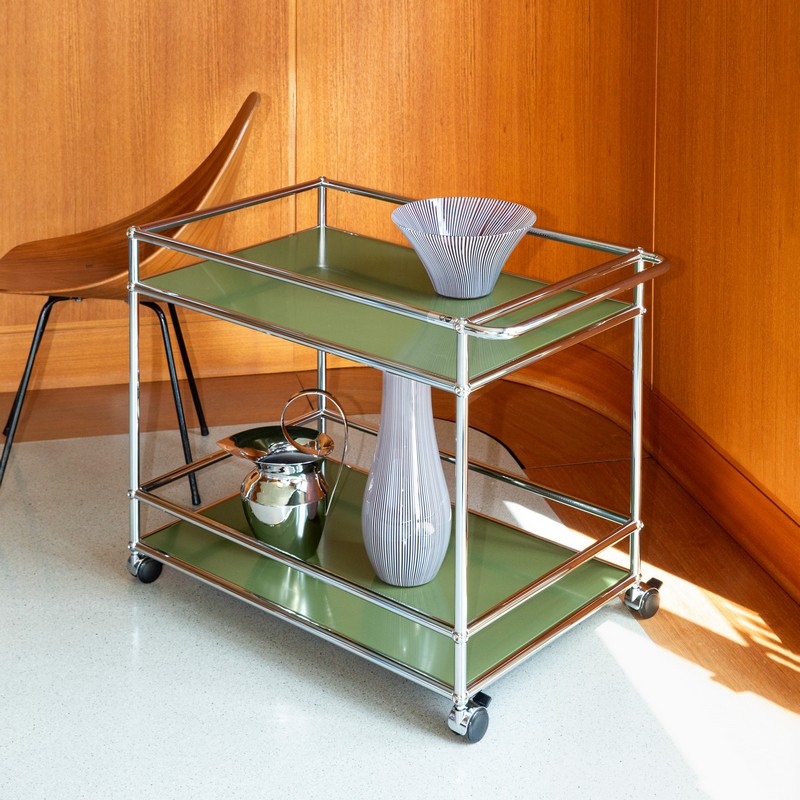 USM Olive green Carrelli portavivande di design per cucine moderne